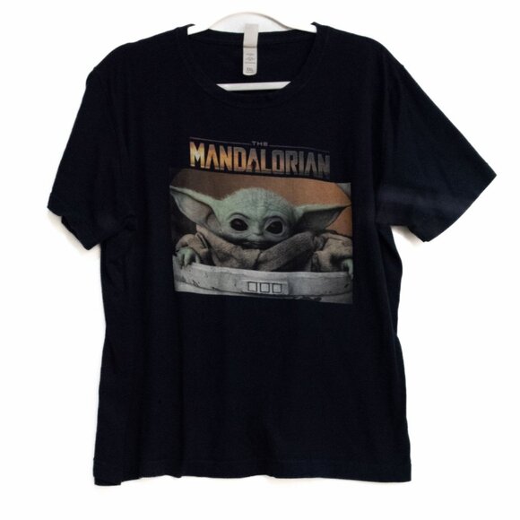 Star Wars The Mandalorian Grogu Graphic T-Shirt XXL Black Cotton Mens - Picture 1 of 8